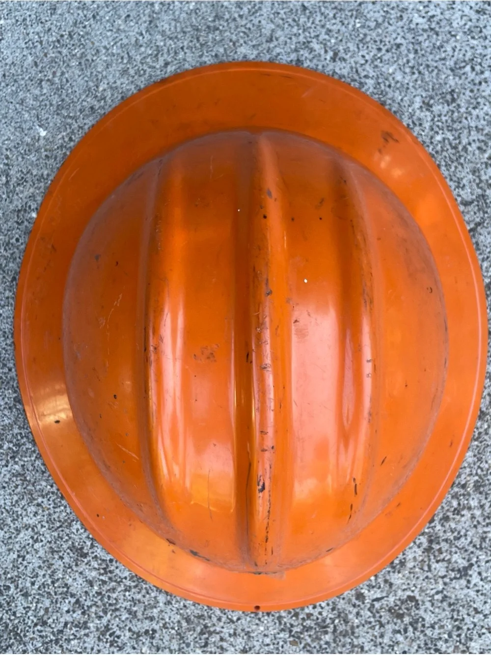 Vintage E.D. BULLARD Orange Fiberglass Hard Boiled Full Brim Hard Hat - PAC BELL
